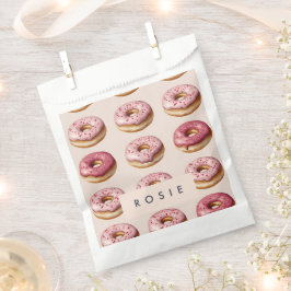 Monogram gepersonaliseerd roze donutpatroon bedankzakje
