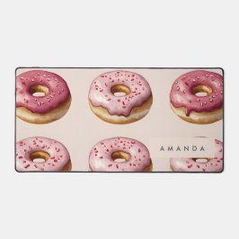 Monogram gepersonaliseerd roze donutpatroon bureaumat