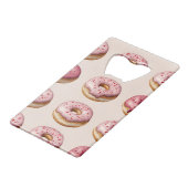 Monogram gepersonaliseerd roze donutpatroon creditkaart flessenopener (Achterkant Gekanteld)