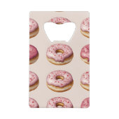 Monogram gepersonaliseerd roze donutpatroon creditkaart flessenopener (Achterkant)