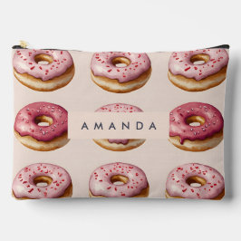 Monogram gepersonaliseerd roze donutpatroon etui