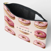 Monogram gepersonaliseerd roze donutpatroon etui (Open)