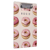 Monogram gepersonaliseerd roze donutpatroon klembord (Rechts)