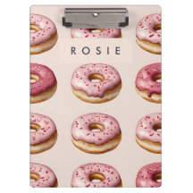 Monogram gepersonaliseerd roze donutpatroon