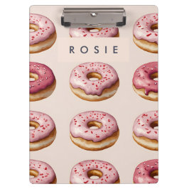 Monogram gepersonaliseerd roze donutpatroon klembord