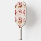 Monogram gepersonaliseerd roze donutpatroon pickleball paddle (Links)