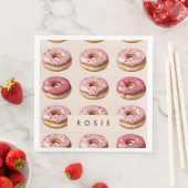 Monogram gepersonaliseerd roze donutpatroon servet (Insitu)
