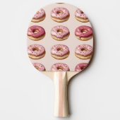 Monogram gepersonaliseerd roze donutpatroon tafeltennisbatje (Achterkant)