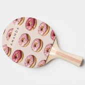 Monogram gepersonaliseerd roze donutpatroon tafeltennisbatje (Zijkant)