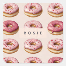 Monogram gepersonaliseerd roze donutpatroon
