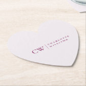 Monogram gepersonaliseerd roze hartpapier Onderzet Kartonnen Onderzetters (Gekanteld)