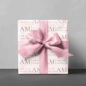 Monogram gepersonaliseerd roze Initiaal en naam Cadeaupapier