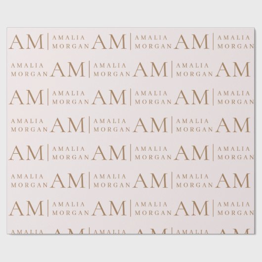 Monogram gepersonaliseerd roze Initiaal en naam Cadeaupapier (Vlak)