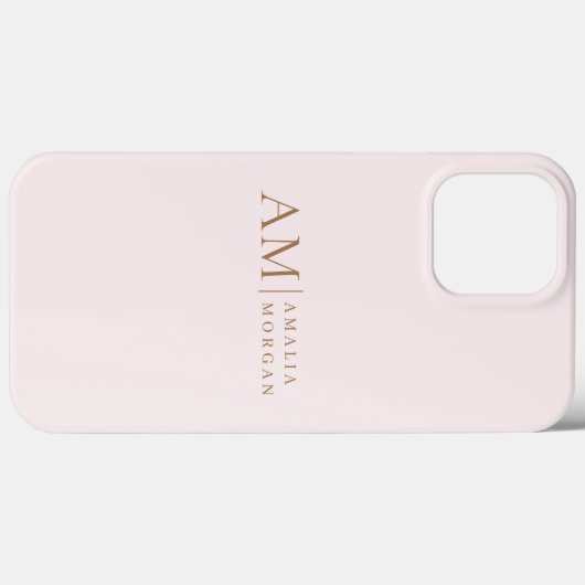 Monogram gepersonaliseerd roze Initiaal en naam Case-Mate iPhone Case (Achterkant (horizontaal))