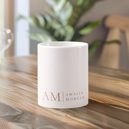 Monogram gepersonaliseerd roze Initiaal en naam Koffiemok