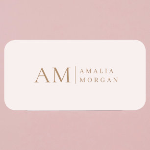 Monogram gepersonaliseerd roze Initiaal en naam Naamplaatje