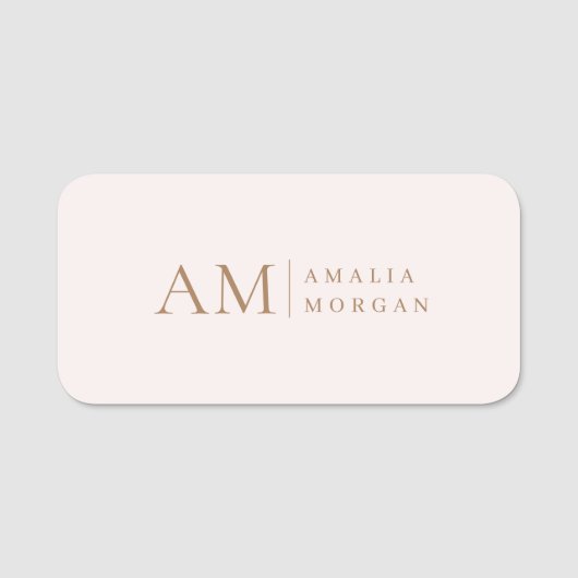 Monogram gepersonaliseerd roze Initiaal en naam Naamplaatje (Voorkant)