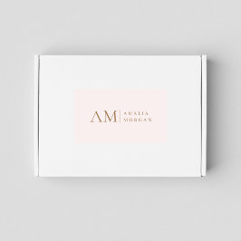 Monogram gepersonaliseerd roze Initiaal en naam Rechthoekige Sticker