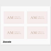 Monogram gepersonaliseerd roze Initiaal en naam Rechthoekige Sticker (Vel)