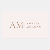 Monogram gepersonaliseerd roze Initiaal en naam Rechthoekige Sticker (Voorkant)