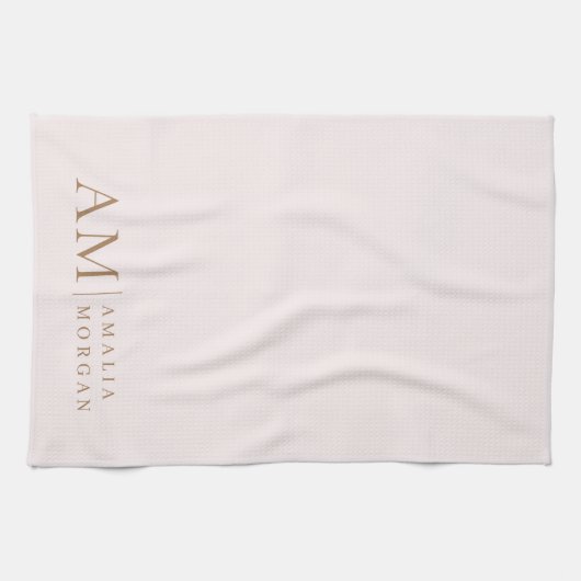 Monogram gepersonaliseerd roze Initiaal en naam Theedoek (Horizontaal)