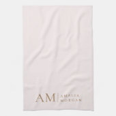 Monogram gepersonaliseerd roze Initiaal en naam Theedoek (Verticaal)