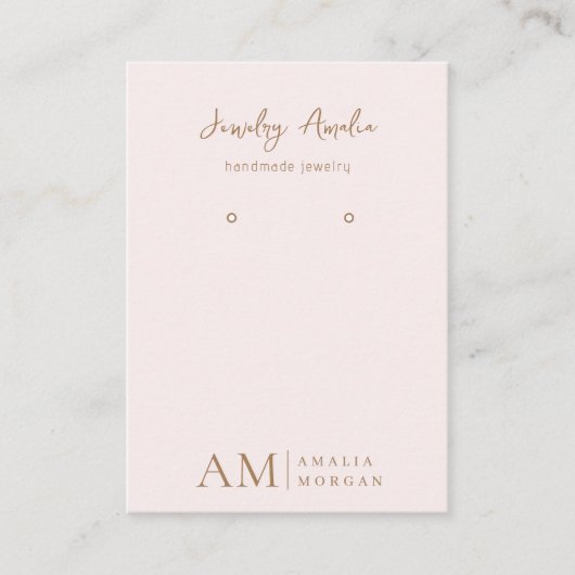 Monogram gepersonaliseerd roze Initiaal en naam Visitekaartje (Voorkant)