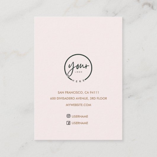 Monogram gepersonaliseerd roze Initiaal en naam Visitekaartje (Achterkant)