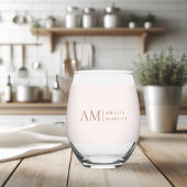 Monogram gepersonaliseerd roze Initiaal en naam Wijnglas Zonder Voet
