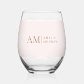 Monogram gepersonaliseerd roze Initiaal en naam Wijnglas Zonder Voet (Voorkant)
