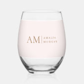 Monogram gepersonaliseerd roze Initiaal en naam Wijnglas Zonder Voet (Achterkant)