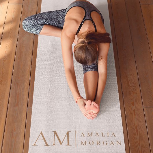 Monogram gepersonaliseerd roze Initiaal en naam Yogamat