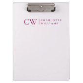 Monogram gepersonaliseerd roze Initiaal klembord (Voorkant)