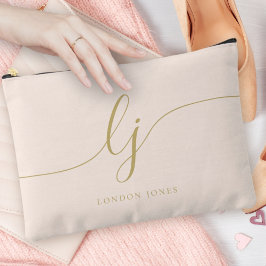 Monogram gepersonaliseerd roze Initiaal naam roze  Etui