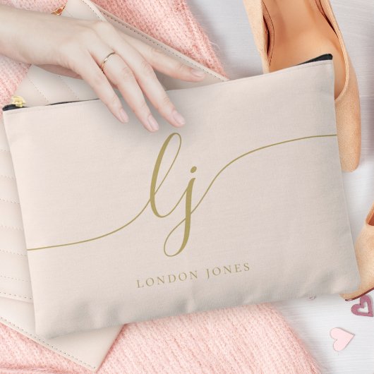 Monogram gepersonaliseerd roze Initiaal naam roze Etui