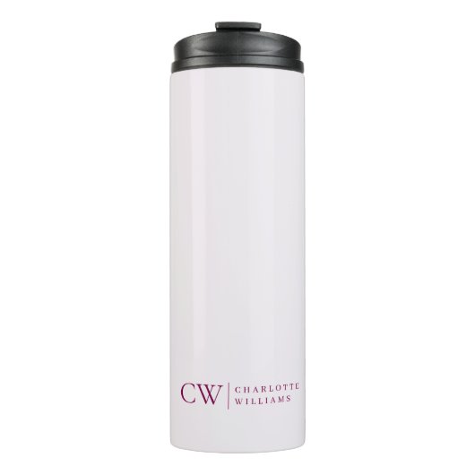Monogram Gepersonaliseerd Roze Initiaal & Naam Tum Thermosbeker (Voorkant)