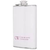 Monogram gepersonaliseerd roze Initiaal & naamkolf Heupfles (Links)