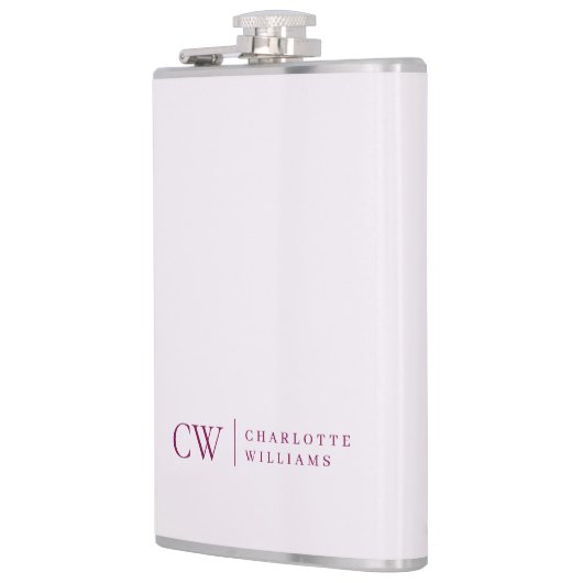 Monogram gepersonaliseerd roze Initiaal & naamkolf Heupfles (Links)