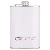 Monogram gepersonaliseerd roze Initiaal & naamkolf Heupfles (Voorkant)