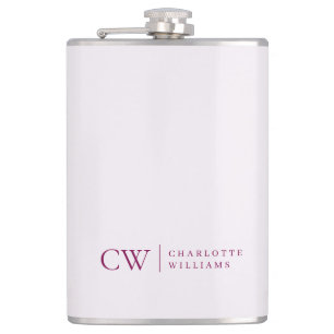 Monogram gepersonaliseerd roze Initiaal & naamkolf Heupfles