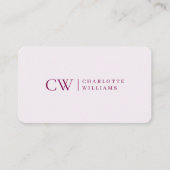 Monogram gepersonaliseerd roze Visitekaartje (Voorkant)