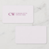 Monogram gepersonaliseerd roze Visitekaartje (Voorkant / Achterkant)
