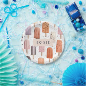 Monogram Gepersonaliseerd Schattige Popsicle Patro Papieren Bordje (Feest)
