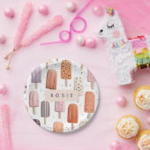 Monogram Gepersonaliseerd Schattige Popsicle Patro Papieren Bordje (Feest)