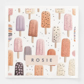 Monogram Gepersonaliseerd Schattige Popsicle Patro Servet (Voorkant)