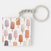 Monogram Gepersonaliseerd Schattige Popsicle Patro Sleutelhanger (Achterkant)