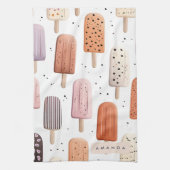 Monogram Gepersonaliseerd Schattige Popsicle Patro Theedoek (Verticaal)