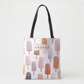 Monogram Gepersonaliseerd Schattige Popsicle Patro Tote Bag (Voorkant)