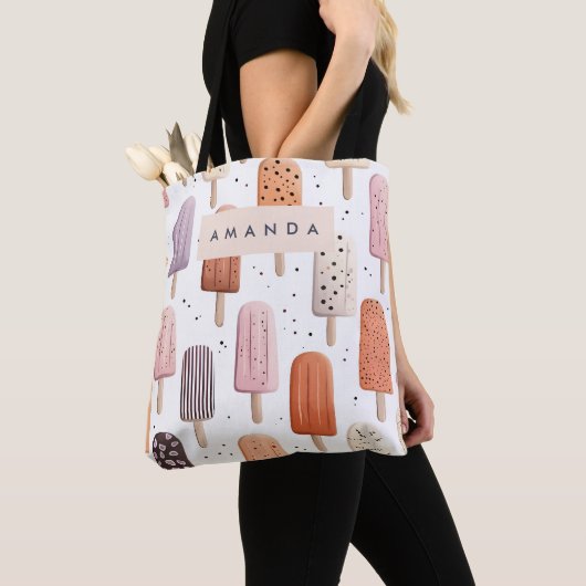 Monogram Gepersonaliseerd Schattige Popsicle Patro Tote Bag (Dichtbij)