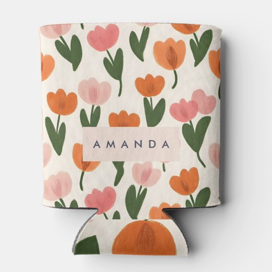 Monogram Gepersonaliseerd Schattige Spring Tulip P Blikjeskoeler (Achterkant)